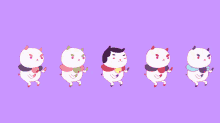 a row of cartoon characters with their mouths open