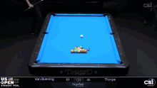 a pool table with the name van boening on it