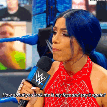 Sasha Banks How About You Look Me In My Face And Say It Again GIF - Sasha Banks How About You Look Me In My Face And Say It Again Wwe GIFs