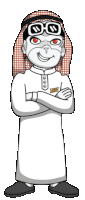 a cartoon drawing of a man wearing glasses and a scarf that says shot