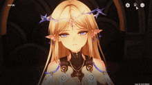 a screenshot of a video game shows a girl with a crown on her head and the words " skip " at the top