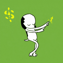a cartoon dog is dancing with a dollar sign in its hand