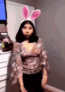 Girl With Bunny Ears Bunny Ears Dance GIF - Girl With Bunny Ears Bunny Ears Dance GIFs