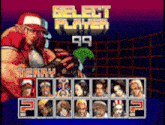 a video game screen shows a select player 99 screen