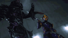 a pixelated image of a person in a costume holding a gun