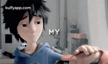 a cartoon character from big hero 6 is looking at his watch