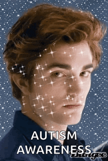 a picture of a man with the words autism awareness written on the bottom