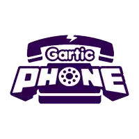 a gartic phone logo with a lightning bolt on top