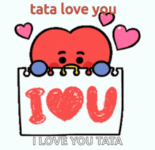 tata love you i love you tata written on a card