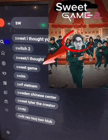 a screenshot of sweet game 2 with a picture of a man in the background