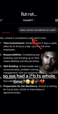 a screenshot of a chat between a man and school