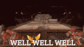 a video game scene with the words well well well written on it
