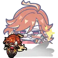 a cartoon drawing of a girl with red hair and a yellow star