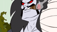 a cartoon character is smoking a cigar and looking at the camera .