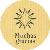 a sticker that says muchas gracias with a sunburst in the center