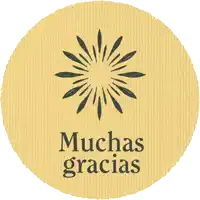 a sticker that says muchas gracias with a sunburst in the center