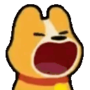 a cartoon dog is yawning with its mouth open and closed .