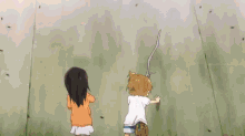 a girl in an orange hoodie says no in a cartoon