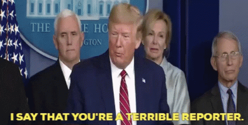 a man in a suit and tie says " i say that you are a terrible reporter "