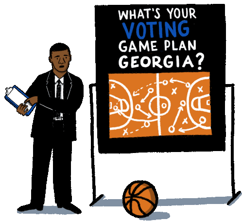 Whats Your Voting Game Plan Georgia Basketball Sticker - Whats Your Voting Game Plan Georgia Basketball Basketball Game Stickers