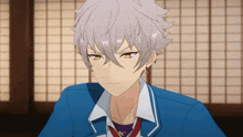 a cartoon character with gray hair and yellow eyes