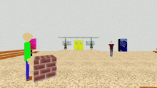 a computer generated image of a man carrying a large piece of brick