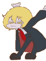 a cartoon of a man in a suit with a red tie