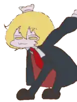 a cartoon of a man in a suit with a red tie