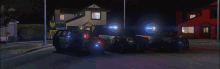 several police cars are parked in front of a house that is for sale