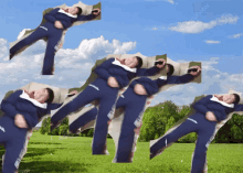 a collage of images of a person laying on their back in a field