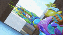 a video game character with ducky written on the back