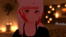 a girl with red hair and a black shirt