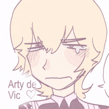 a drawing of a man with the name arty de vic on the bottom