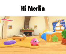 a video game scene with the words hi merlin on the bottom