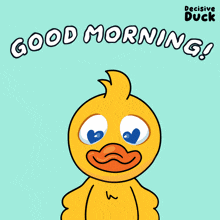 a cartoon duck is holding a tray of pancakes and milk