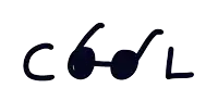 a drawing of a pair of sunglasses with the word cool below them
