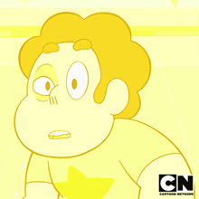 a yellow cartoon character with cn cartoon network written on the bottom