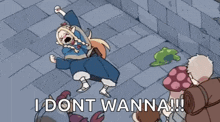 a cartoon says i dont wanna with a globe on the ground