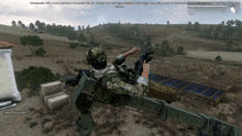 a screenshot of a video game shows a soldier holding a gun and the words commander visible