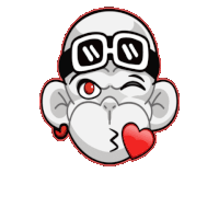 a cartoon of a monkey wearing sunglasses giving a kiss