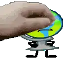a pixel art of a hand holding a cd