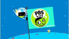 two cartoon characters are standing in front of a tv screen