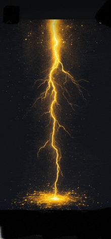 a lightning bolt is shining brightly in the dark sky