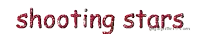 the word shooting stars is written in red glitter