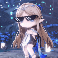 a cartoon character wearing sunglasses and a crown