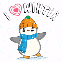 cute winter cold penguin pudgy