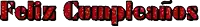 the word feliz is written in red letters