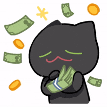 black cat green eyes money rich
