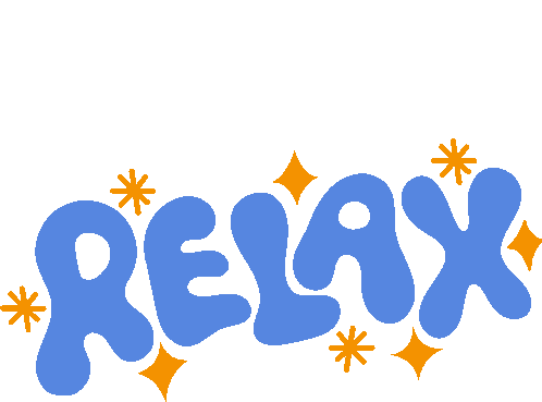 Relax Yellow Stars Around Relax In Blue Bubble Letters Sticker - Relax Yellow Stars Around Relax In Blue Bubble Letters Calm Down Stickers