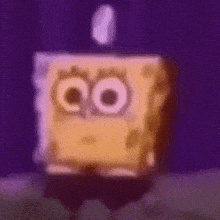 a blurry picture of a spongebob squarepants character with a purple background